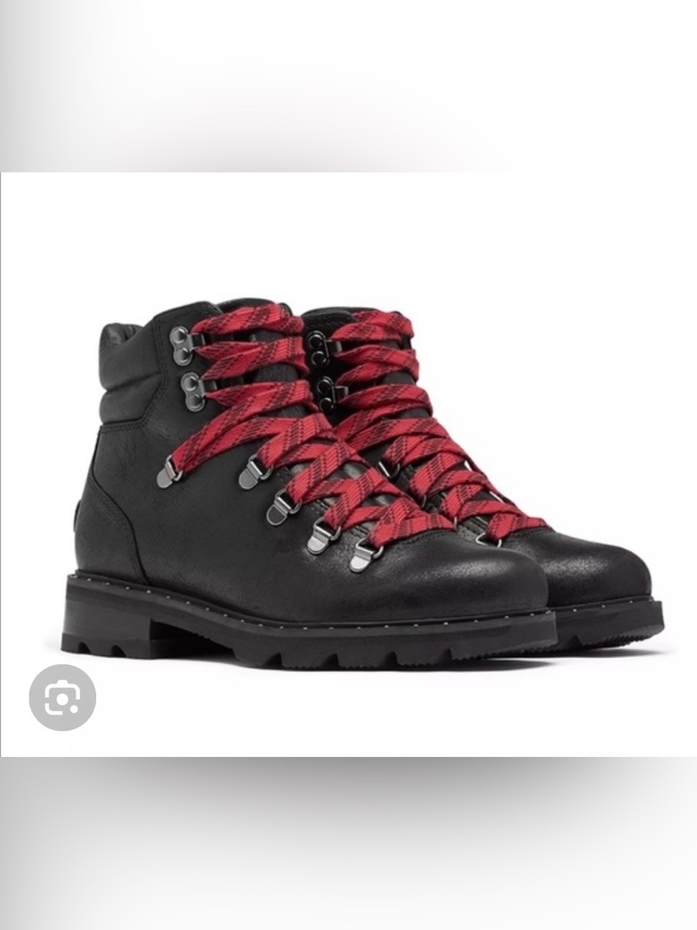 Women’s Black Leather Hiking Boots with Red Laces